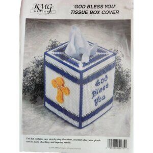 Canvas 1998 God Bless You Tissue Box Cover Needlecraft Kit